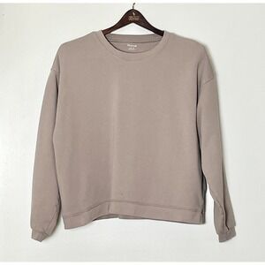 Madewell Cropped Sweatshirt Women's Medium Brown Cocoa Cozycore Athleisure Basic